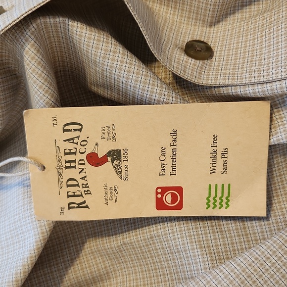 RedHead Men's button down shirt, brown/stone plaid, wrinkle free, size xl - Picture 4 of 6